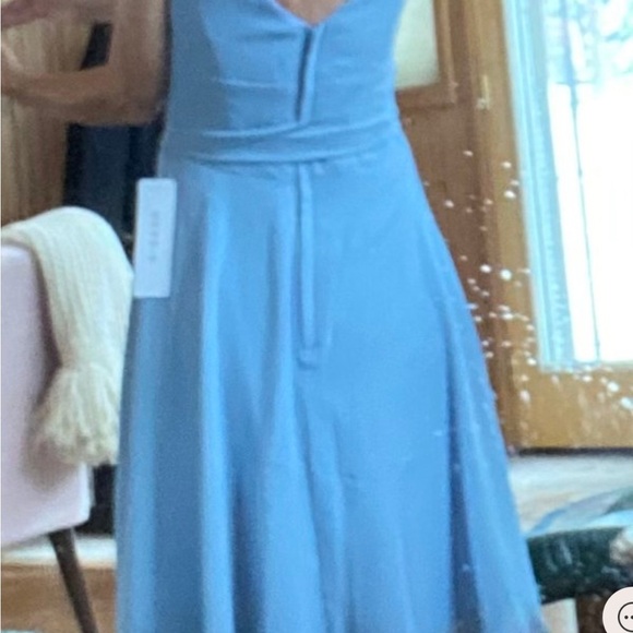 7. Azazie Blue Sleeveless Wrap Maxi Dress - Picture 6 of 6